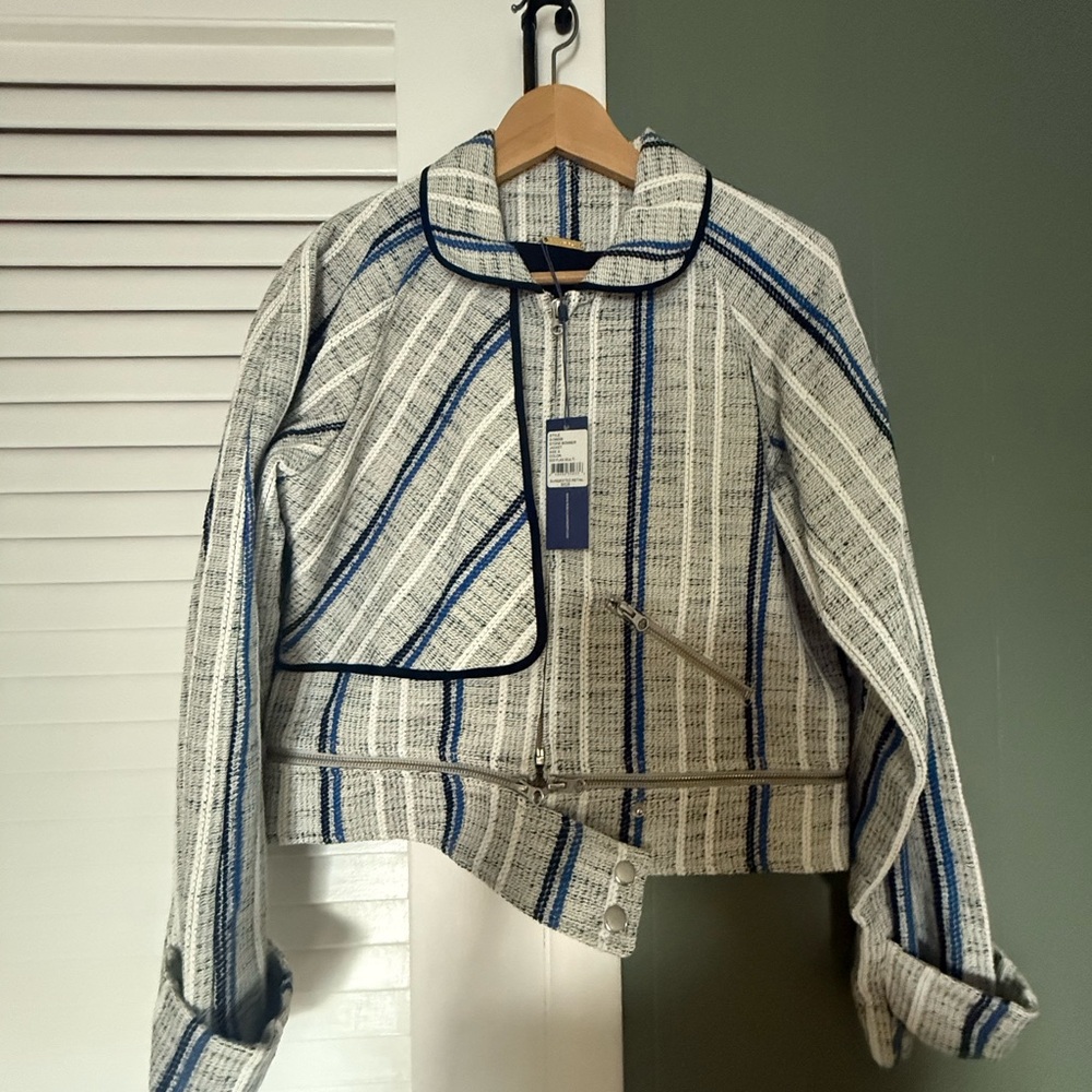 NWT- Rebecca Minkoff Blue and White Striped Blazer